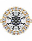 Inel de Logodnă Rotund Pave din Aur 14k cu Moissanite și Halo de 2.9 ct din 14k Aur Galben - Castelo.ro