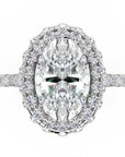 Inel de Logodnă Oval Pave din Aur 18k cu Moissanite și Halo de 2 ct din Platina - Castelo.ro