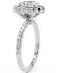 Inel de Logodnă Oval Pave din Aur 18k cu Moissanite și Halo de 2 ct din Platina - Castelo.ro