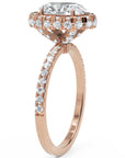 Inel de Logodnă Oval Pave din Aur 18k cu Moissanite și Halo de 2 ct din 18k Aur Roz - Castelo.ro