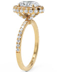 Inel de Logodnă Oval Pave din Aur 18k cu Moissanite și Halo de 2 ct din 18k Aur Galben - Castelo.ro