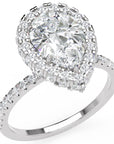 Inel de Logodnă Pară Pave din Aur 14k cu Diamante Create în Laborator și Halo de 2.5 ct