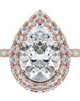 Inel de Logodnă Pară Pave din Aur 14k cu Diamante Create în Laborator și Halo de 2.5 ct