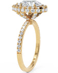 Inel de Logodnă Pară Pave din Aur 14k cu Diamante Create în Laborator și Halo de 2.5 ct