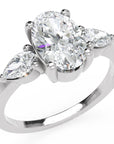 Inel de Logodnă Oval și Pară din Aur 18k cu Moissanite de 1.5 ct din Platina - Castelo.ro
