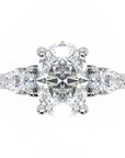 Inel de Logodnă Oval și Pară din Aur 18k cu Moissanite de 1.5 ct din Platina - Castelo.ro