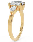 Inel de Logodnă Oval și Pară din Aur 18k cu Moissanite de 1.5 ct din 18k Aur Galben - Castelo.ro