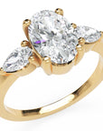 Inel de Logodnă Oval și Pară din Aur 18k cu Moissanite de 1.5 ct din 18k Aur Galben - Castelo.ro