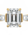 Inel de Logodnă Radiant și Baguette din Aur 18k cu Moissanite de 3 ct din 18k Aur Galben - Castelo.ro