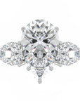 Inel de Logodnă Trei Pietre Pară din Aur 14k cu Moissanite de 2.8 ct din 14k Aur Alb - Castelo.ro