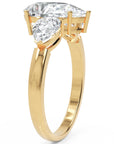 Inel de Logodnă Trei Pietre Pară din Aur 14k cu Moissanite de 2.8 ct din 14k Aur Galben - Castelo.ro