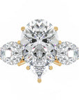 Inel de Logodnă Trei Pietre Pară din Aur 14k cu Moissanite de 2.8 ct din 14k Aur Galben - Castelo.ro