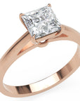 Inel de Logodnă Solitaire Princess din Aur 18k cu Moissanit de 1 ct din 18k Aur Roz - Castelo.ro