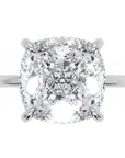 Inel de Logodnă Solitaire cu Halo Ascuns din Aur 18k cu Moissanite Cushion de 2.8 ct din Platina - Castelo.ro
