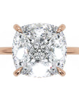 Inel de Logodnă Solitaire cu Halo Ascuns din Aur 18k cu Moissanite Cushion de 2.8 ct din 18k Aur Roz - Castelo.ro