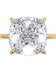 Inel de Logodnă Solitaire cu Halo Ascuns din Aur 18k cu Moissanite Cushion de 2.8 ct din 18k Aur Galben - Castelo.ro