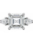 Inel de Logodnă Contessina din Aur 14k cu Trei Moissanite de 1.6 ct din 14k Aur Alb - Castelo.ro