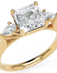 Inel de Logodnă Contessina din Aur 14k cu Trei Moissanite de 1.6 ct din 14k Aur Galben - Castelo.ro