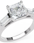 Inel de Logodnă Pave Ava cu Trei Moissanite de 2.6 ct din Platina - Castelo.ro
