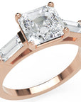 Inel de Logodnă Pave Ava cu Trei Moissanite de 2.6 ct din 18k Aur Roz - Castelo.ro