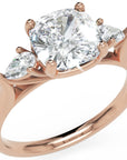 Inel de Logodnă L'Amour din Aur 14k cu Trei Moissanite de 1.7 ct din 14k Aur Roz - Castelo.ro
