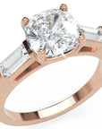 Inel de Logodnă Genovese din Aur 14k cu Trei Moissanite de 1.9 ct din 14k Aur Roz - Castelo.ro