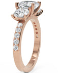 Inel de Logodnă Grand Prix din Aur 14k cu Trei Moissanite de 2.6 ct din 14k Aur Roz - Castelo.ro