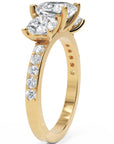 Inel de Logodnă Grand Prix din Aur 14k cu Trei Moissanite de 2.6 ct din 14k Aur Galben - Castelo.ro