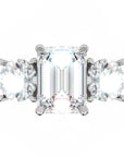 Inel de Logodnă Monaco L'Emeralde din Aur 14k cu Trei Moissanite de 2.6 ct din 14k Aur Alb - Castelo.ro