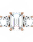 Inel de Logodnă Monaco L'Emeralde din Aur 14k cu Trei Moissanite de 2.6 ct din 14k Aur Roz - Castelo.ro