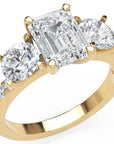 Inel de Logodnă Monaco L'Emeralde din Aur 14k cu Trei Moissanite de 2.6 ct din 14k Aur Galben - Castelo.ro