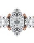 Inel de Logodnă Marquise du Chateau cu Trei Diamante Naturale de 2.3 ct