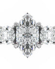 Inel de Logodnă Marquise x Contesse din Aur 14k cu Trei Moissanite de 2.5 ct din 14k Aur Alb - Castelo.ro