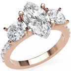 Inel de Logodnă Marquise x Contesse din Aur 14k cu Trei Moissanite de 2.5 ct din 14k Aur Roz - Castelo.ro