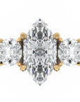 Inel de Logodnă Marquise x Contesse din Aur 14k cu Trei Moissanite de 2.5 ct din 14k Aur Galben - Castelo.ro