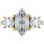 Inel de Logodnă Marquise x Contesse din Aur 14k cu Trei Moissanite de 2.5 ct din 14k Aur Galben - Castelo.ro