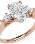 Inel de Logodnă Oval & Pear cu Trei Diamante Naturale de 2.5 ct