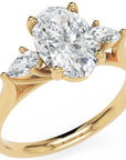 Inel de Logodnă Oval & Pear cu Trei Diamante Naturale de 2.5 ct