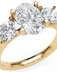 Inel de Logodnă Oval & Round din Aur 14k cu Trei Diamante Create în Laborator de 2.3 ct