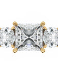 Inel de Logodnă Princesse Étoile cu Trei Diamante Naturale de 2.45 ct