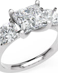Inel de Logodnă Princesse Étoile cu Trei Diamante Naturale de 2.45 ct