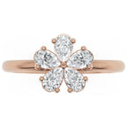 Inel de Logodnă Flower din Aur 18k cu Moissanite Pear de 0.4 ct din 18k Aur Roz - Castelo.ro