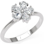 Inel de Logodnă Flower din Aur 18k cu Moissanite Pear de 0.4 ct din Platina - Castelo.ro