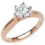 Inel de Logodnă Regent din Aur 14k cu Diamant Creat în Laborator Round de 1 ct din 14k Aur Roz - Castelo.ro
