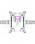Inel de Logodnă Grosvenor din Aur 14k cu Moissanite Emerald de 2 ct din 14k Aur Alb - Castelo.ro