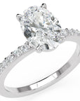 Inel de Logodnă Grosvenor din Aur 18k cu Diamant Natural Oval de 1.5 ct din Platina - Castelo.ro