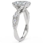 Inel de Logodnă Hohenzollern din Aur 18k cu Diamant Natural Radiant de 3 ct din Platina - Castelo.ro