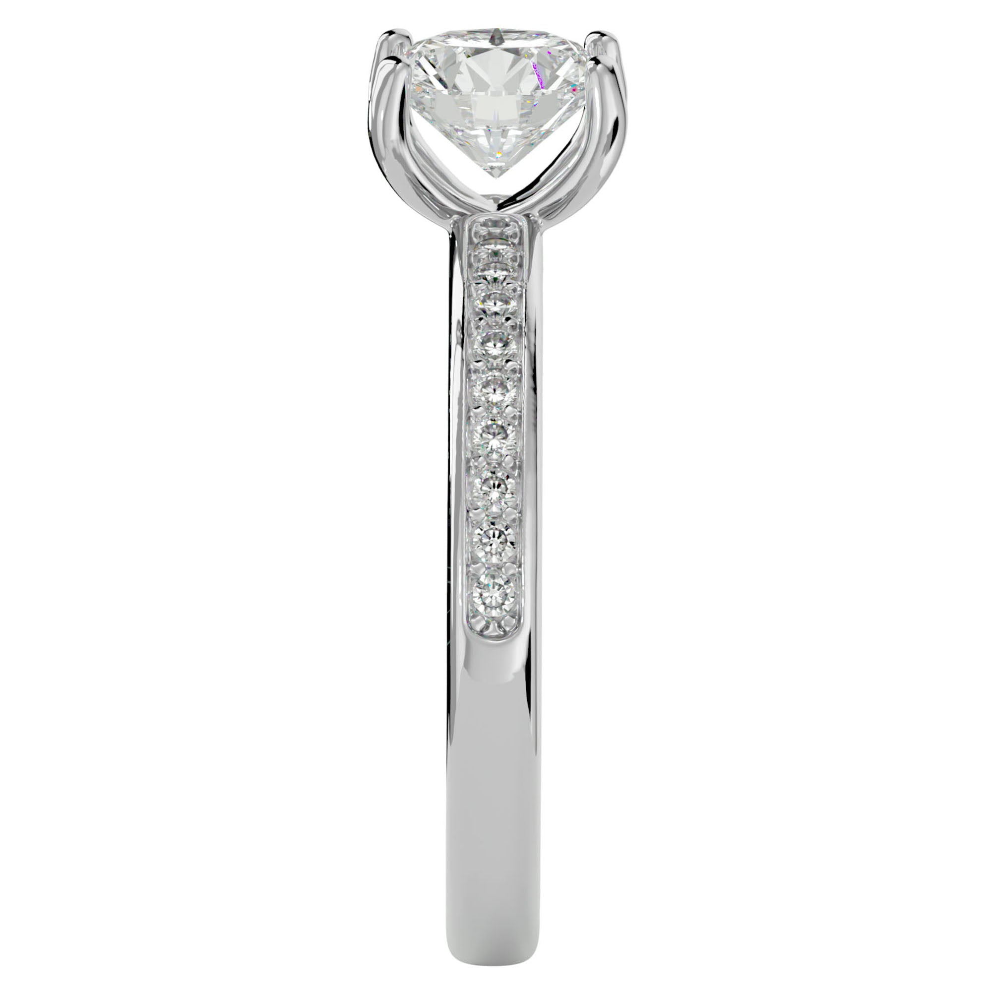 Inel de Logodnă din Aur 14k cu Diamante Create în Laborator Solitaire Etern Pavé de 1.47 ct din 14k Aur Alb - Castelo.ro