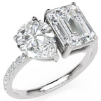 Inel de Logodnă Habsburg din Aur 14k cu Diamant Creat în Laborator Emerald de 2 ct din 14k Aur Alb - Castelo.ro