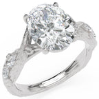 Inel de Logodnă Empress din Aur 14k cu Diamant Natural Oval de 2.5 ct din 14k Aur Alb - Castelo.ro